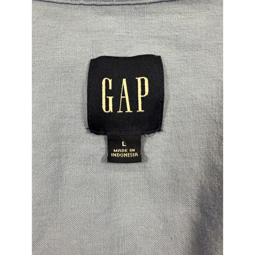 Gap Womens Light Blue Linen Rayon Blend Button Down Shirt Large GP007933